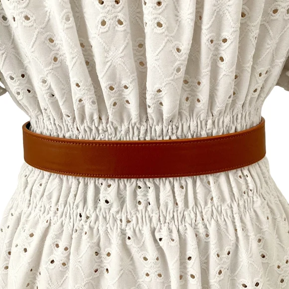 Minimalist Skinny brown boho faux leather waist Obi self tie wrap belt festival - Picture 8 of 9